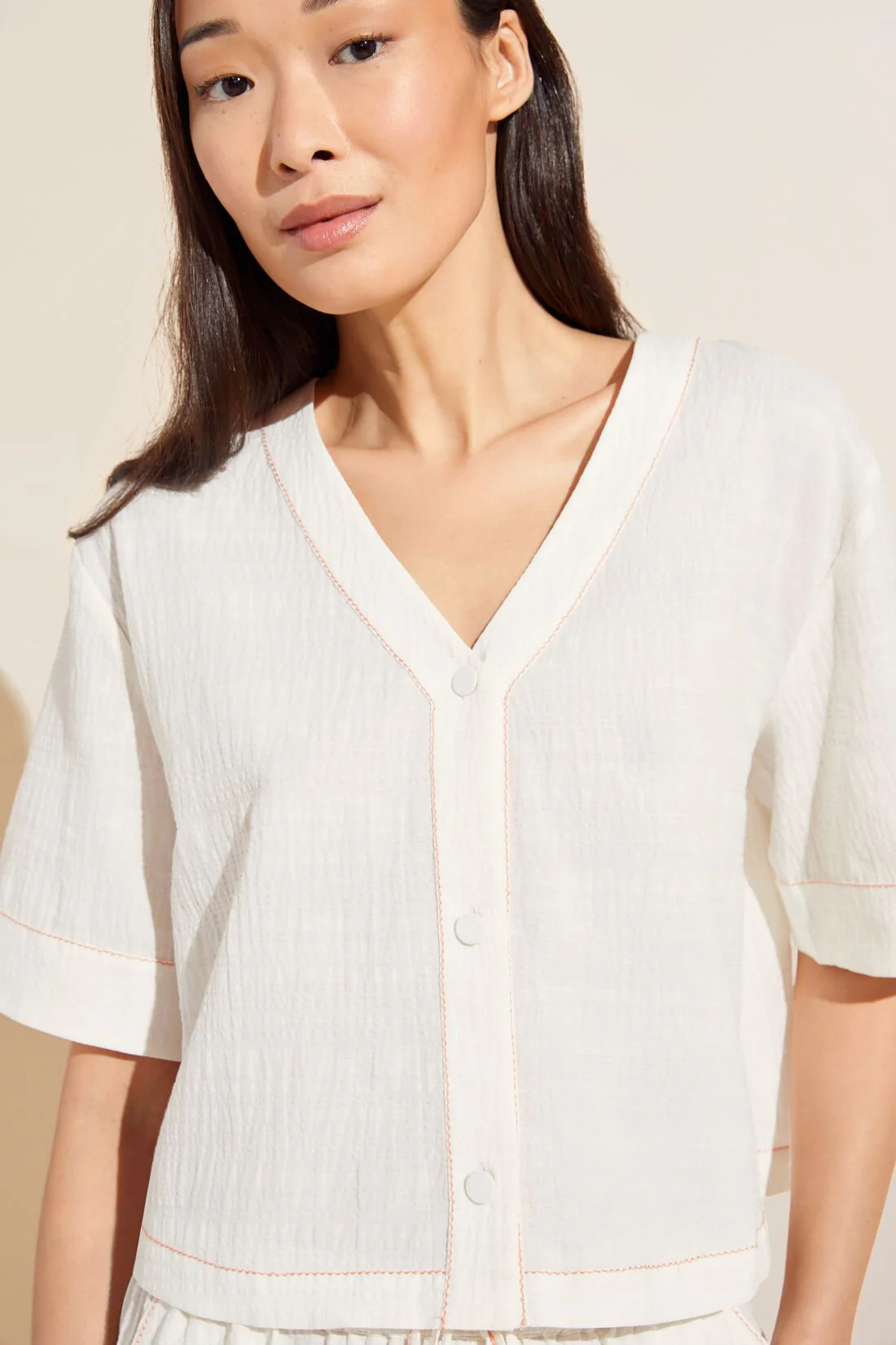 Crinkle Woven Short Sleeve Top & Short Set - Image 2