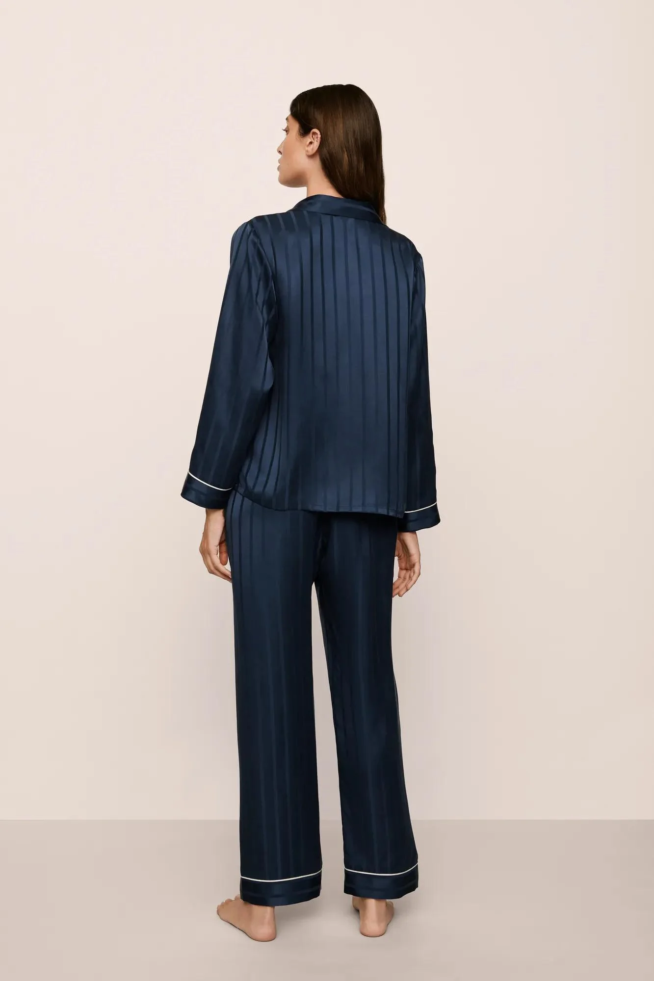 Inez Washable Silk Jacquard Long PJ Set - Image 3