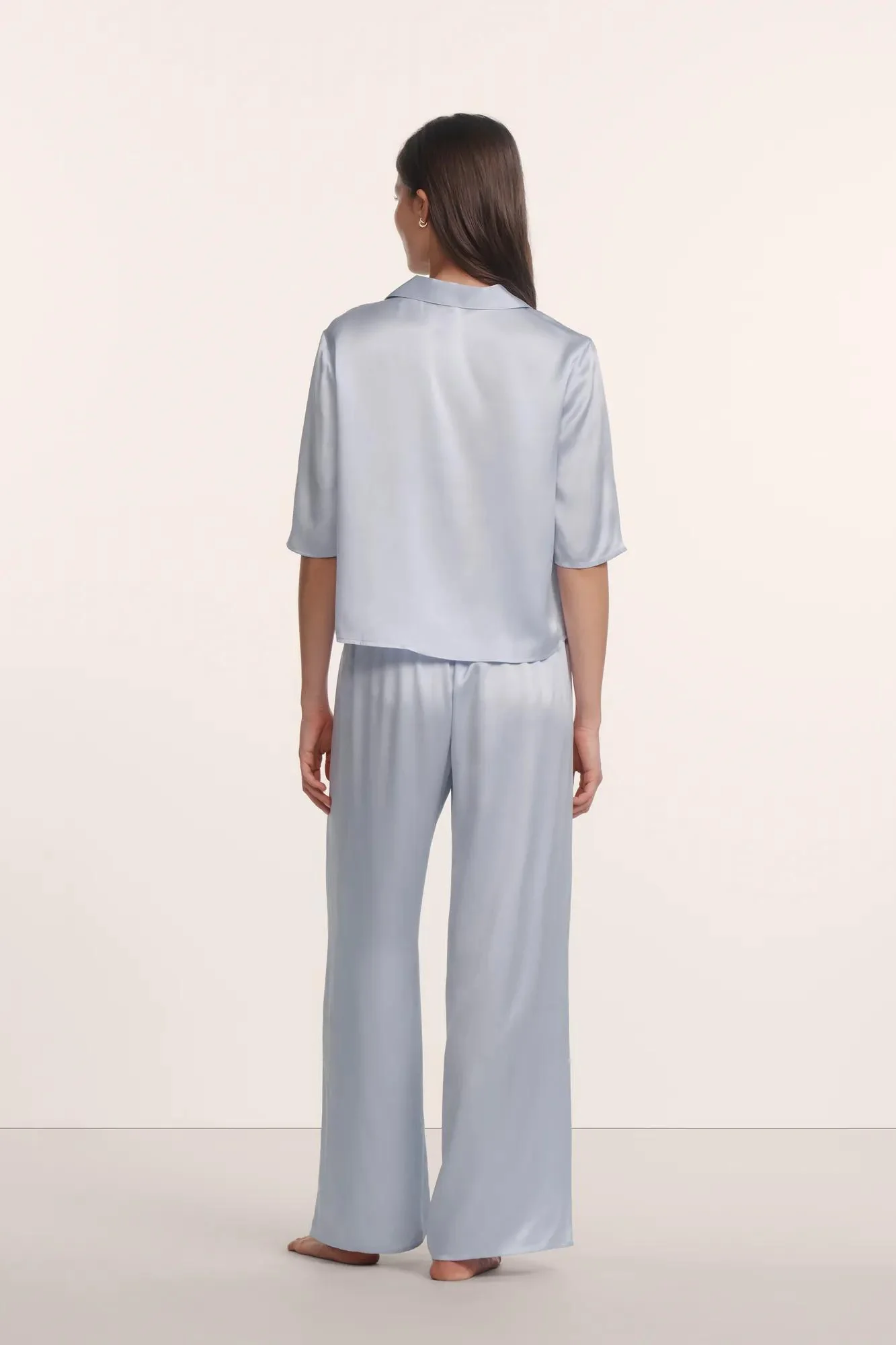 Inez Washable Silk Relaxed Wide Leg Pant PJ Set - Image 4