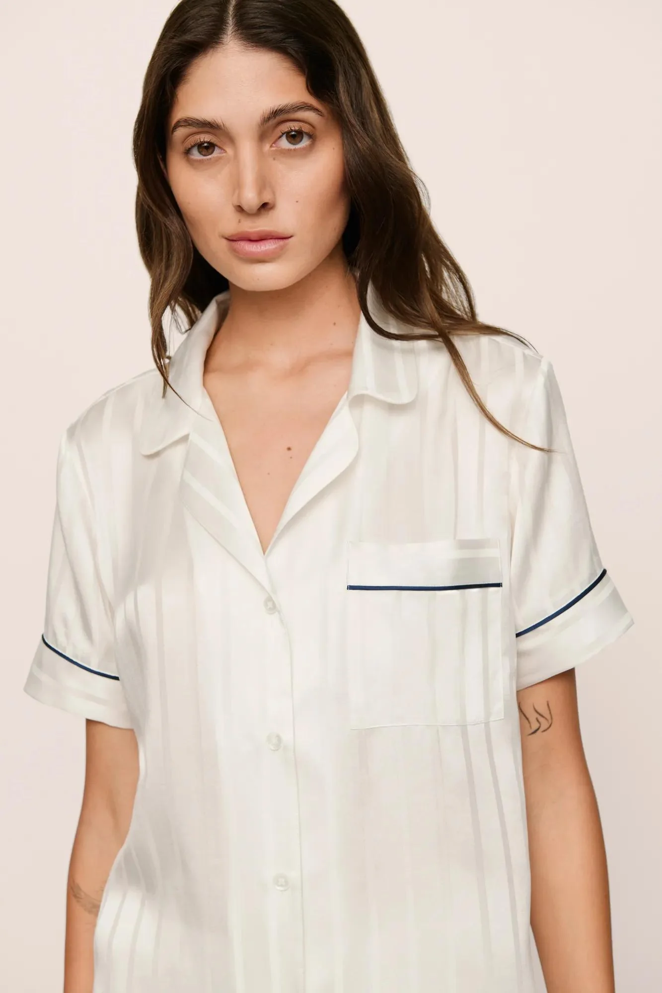 Inez Washable Silk Jacquard Short PJ Set - Image 2