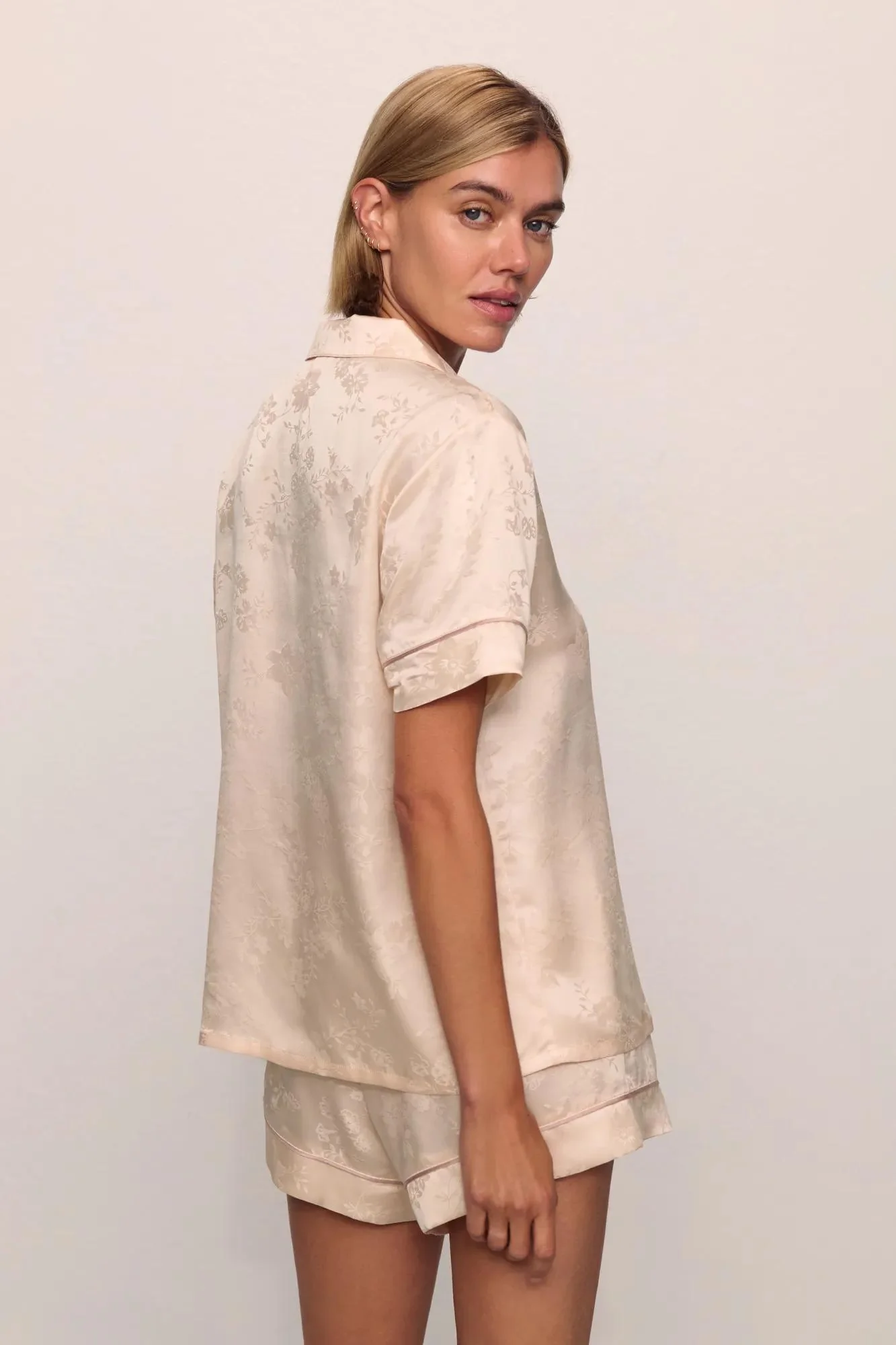 Inez Washable Silk Jacquard Short PJ Set - Image 3