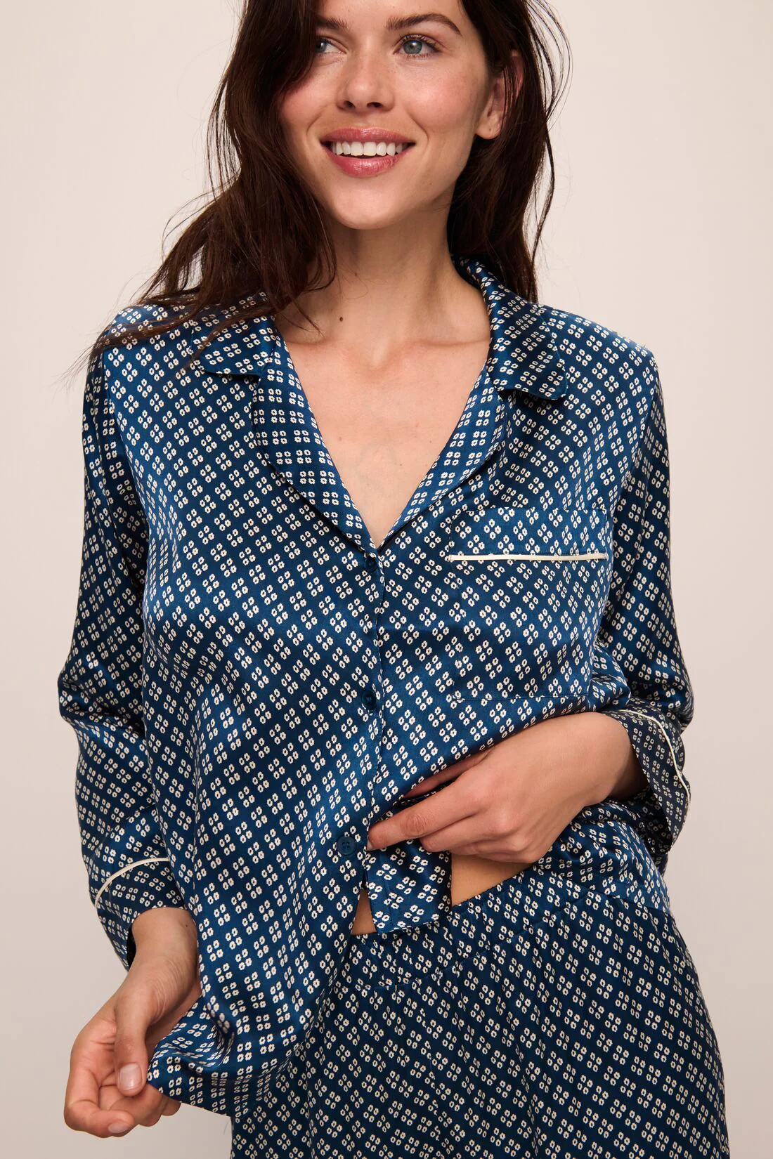 Inez Washable Silk Printed Long PJ Set - Image 3