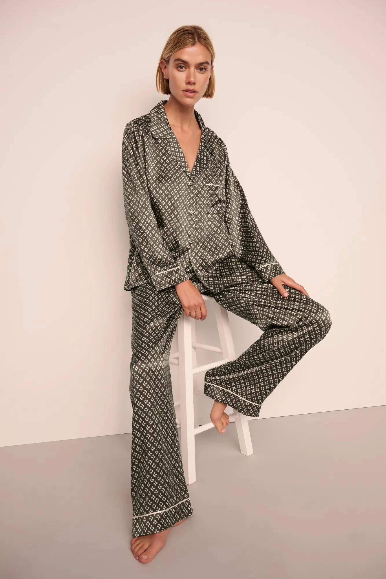 Inez Washable Silk Printed Long PJ Set - Image 4
