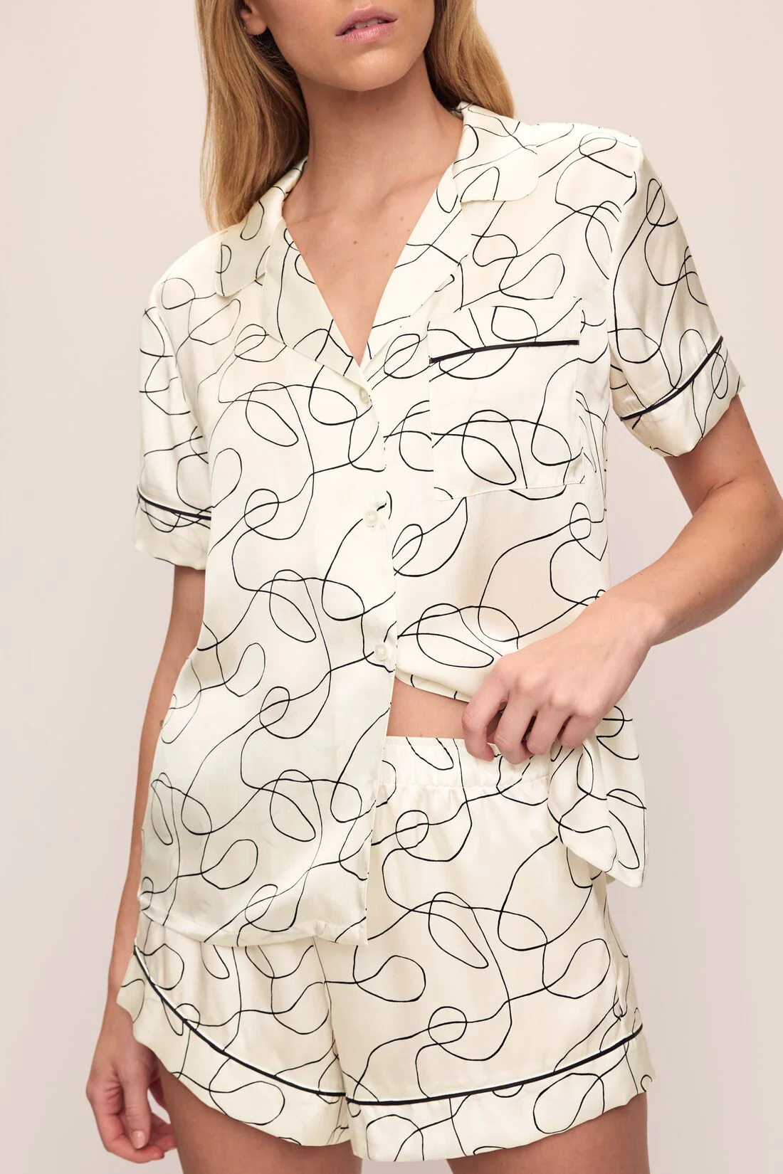 Inez Washable Silk Printed Short PJ Set - Image 3