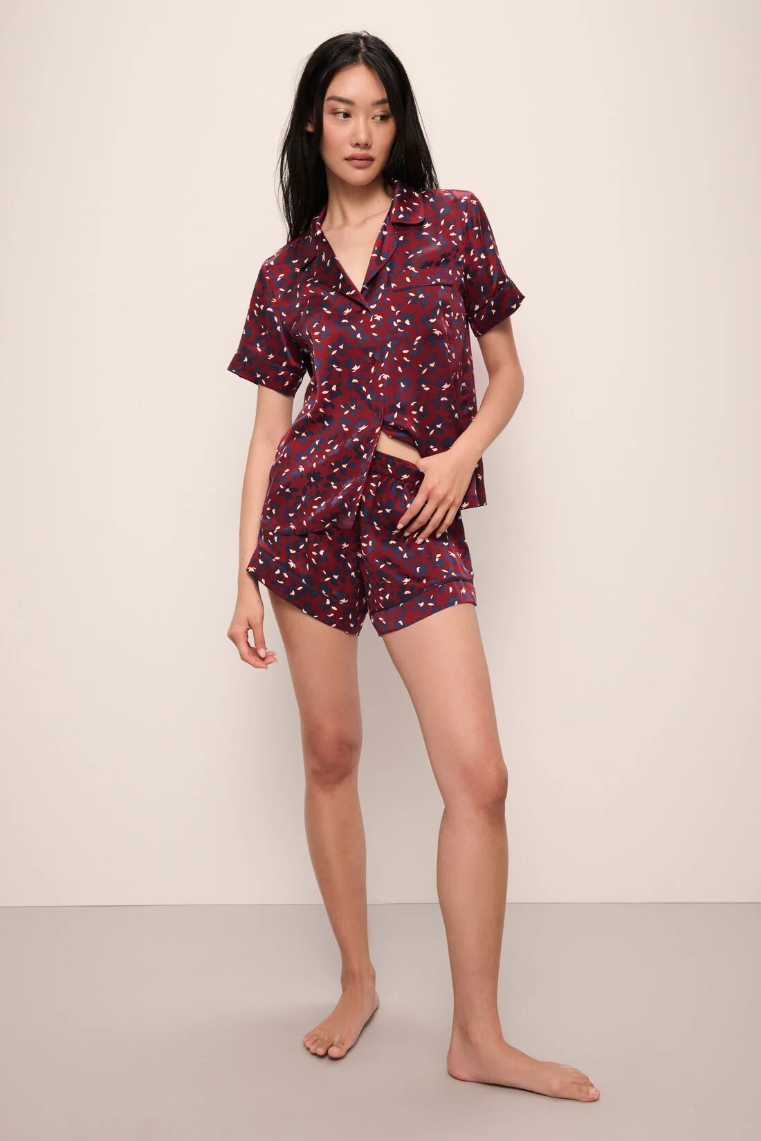 Inez Washable Silk Printed Short PJ Set - Image 2