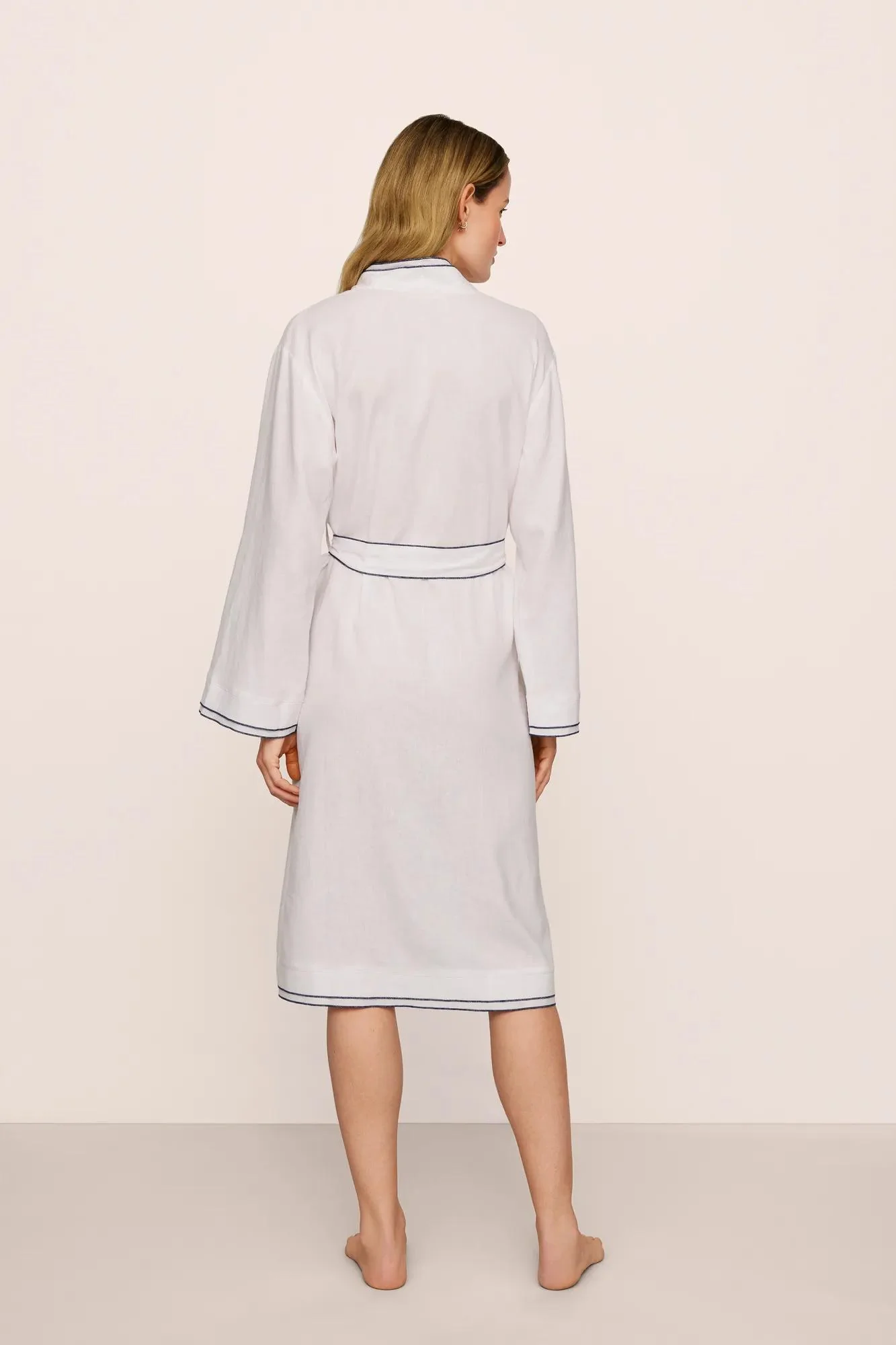 Linen Blend Long Sleeve Robe - Image 3