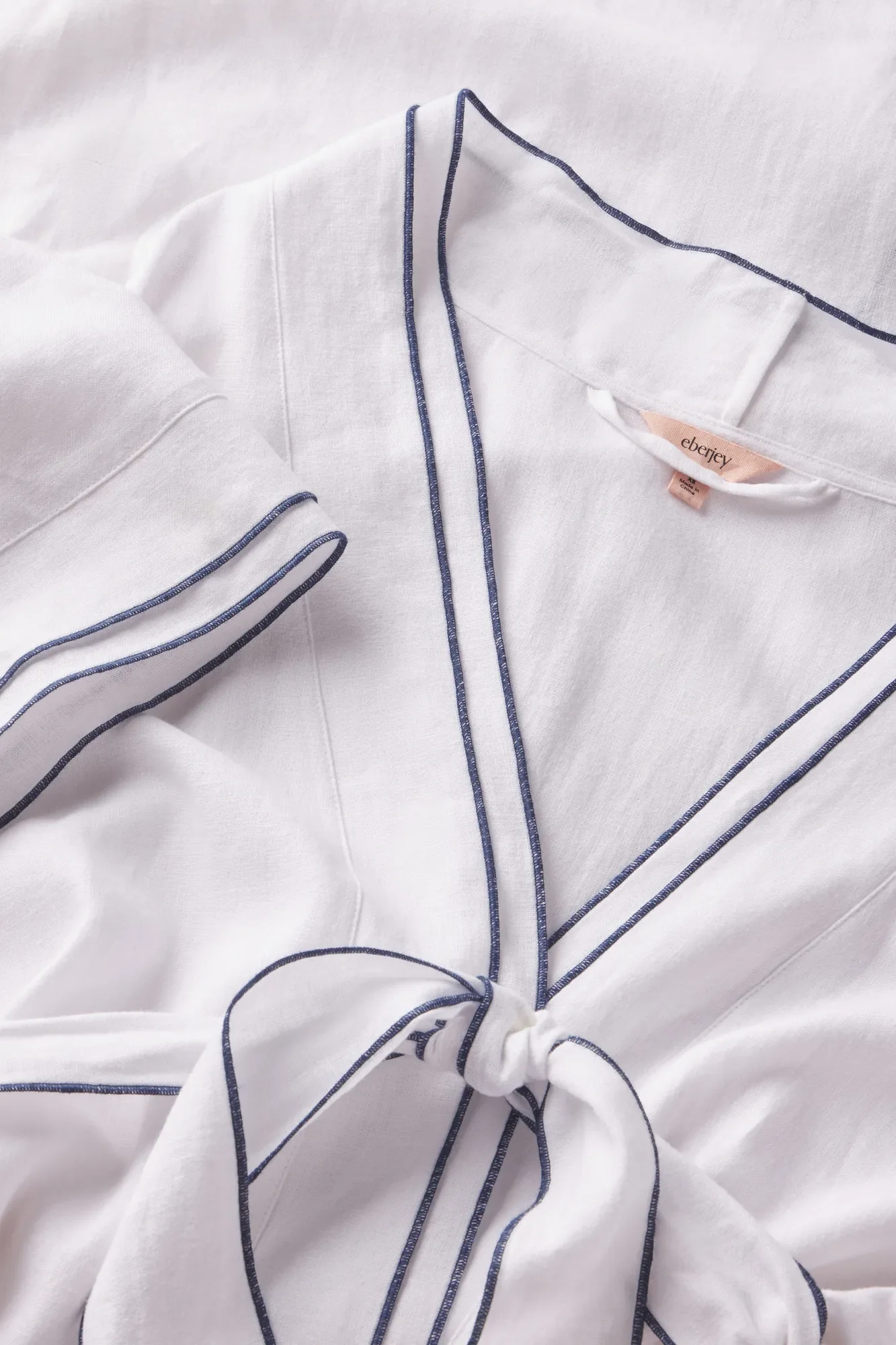 Linen Blend Long Sleeve Robe - Image 4