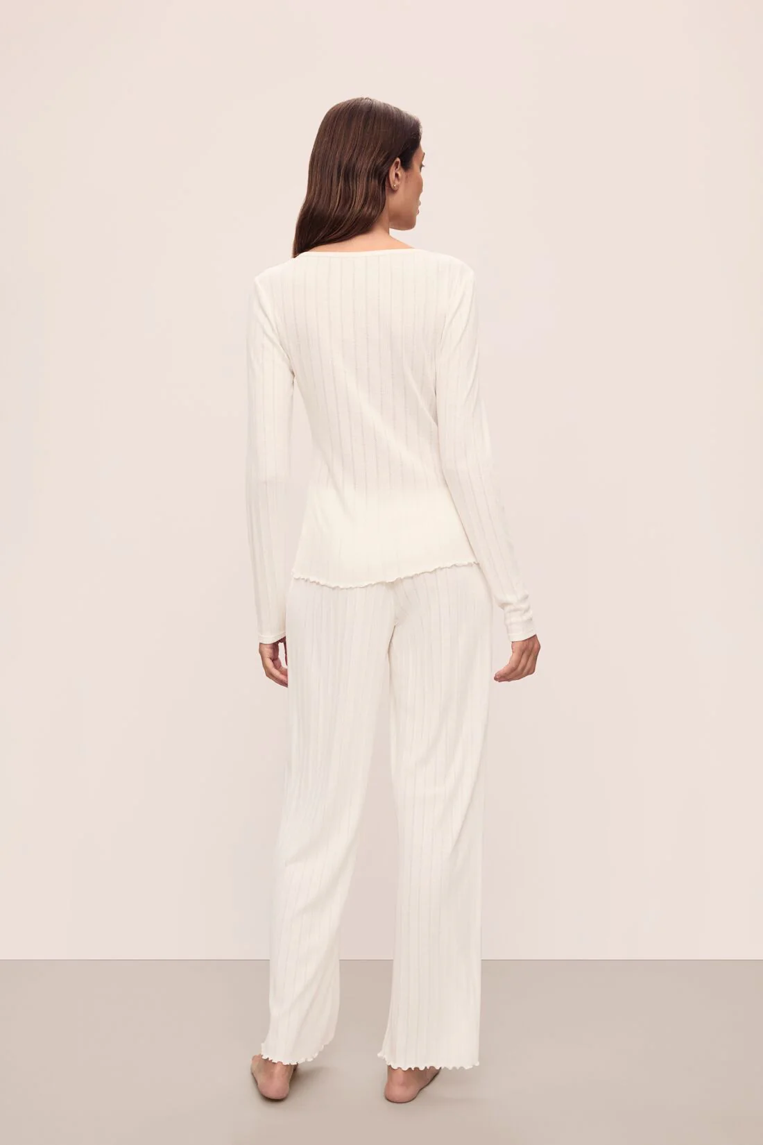 Pointelle V Neck Henley - Image 3