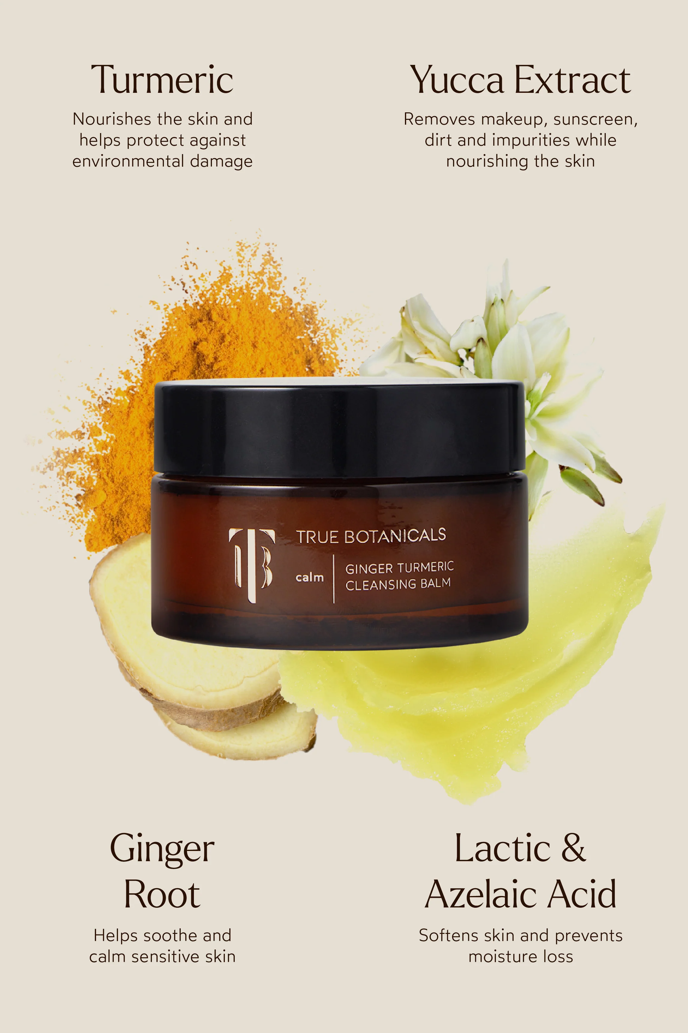 True Botanicals Calm Ginger Tumeric Cleansing Balm - Image 3