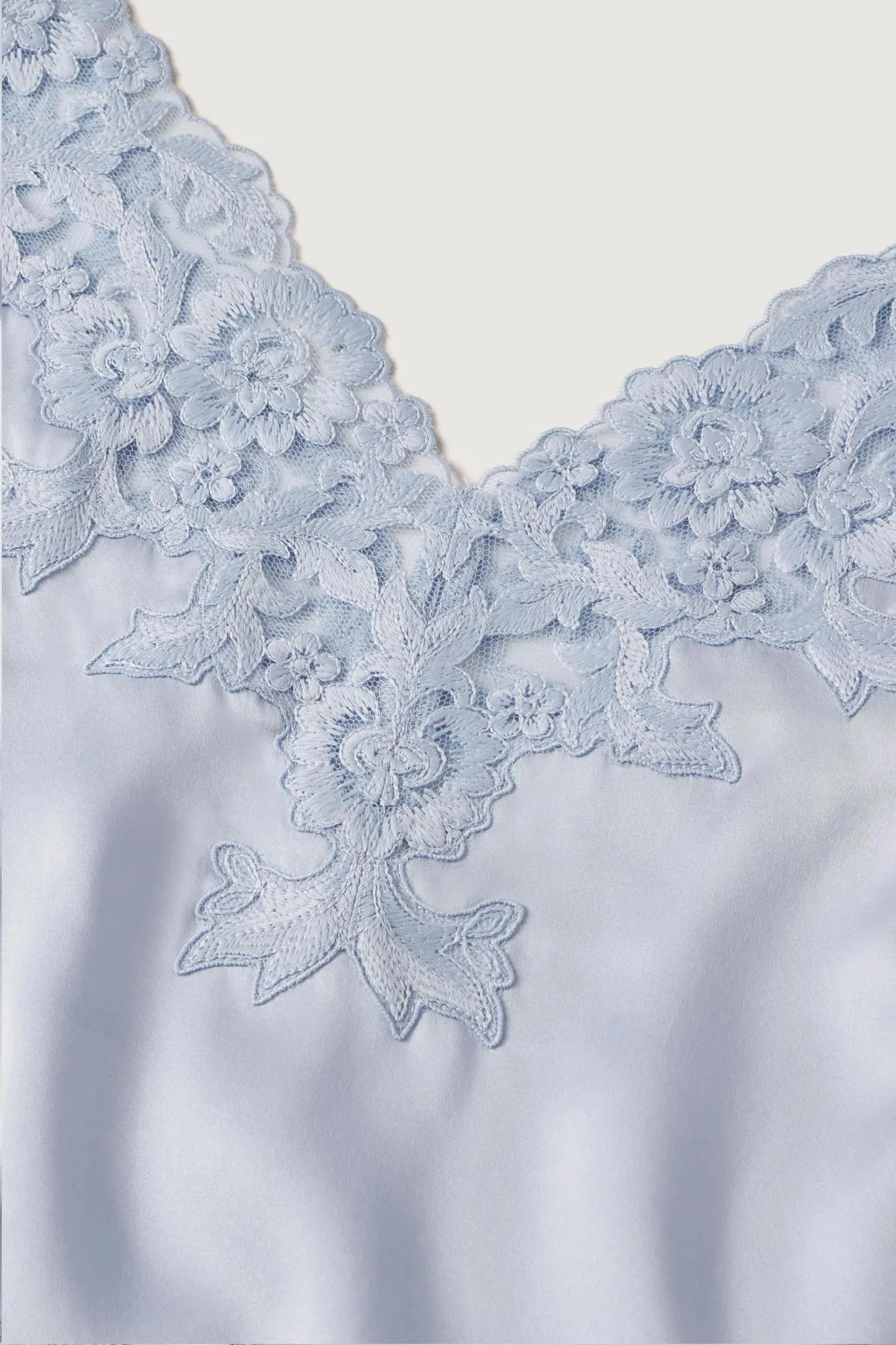 Washable Silk with Lace Embroidery Cami & Pant PJ Set - Image 3