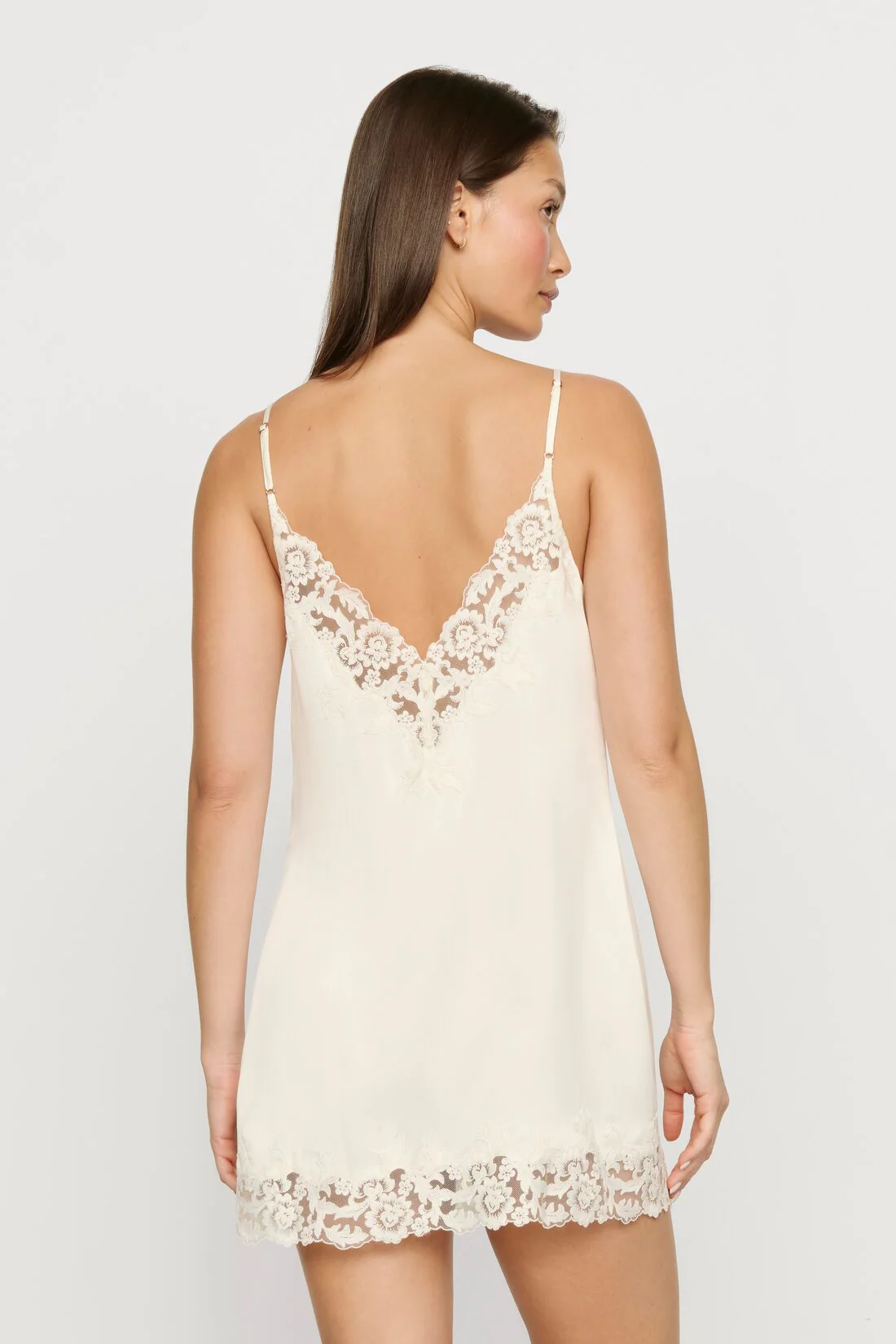 Washable Silk with Lace Embroidery Short Slip - Image 3